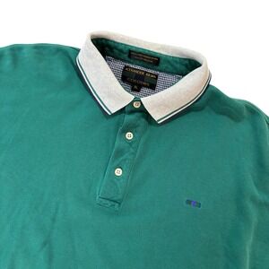 Alexander Julian Colours Mens XL Polo Shirt Teal Green Cotton Pique Short Sleeve